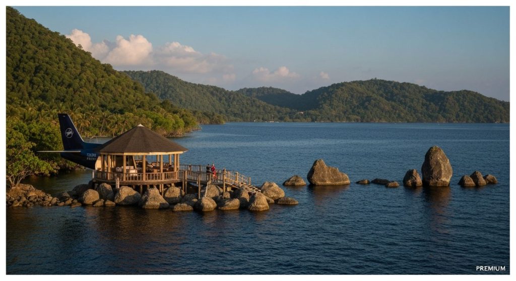 private jet itinerary for komodo expedition from bali — Photorealistic editorial travel photograph relevant to: The exac